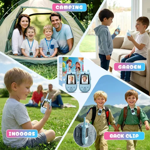 Vista 8 de Paquete de 2 walkie talkies de video para niños, walkie talkies con video Azul/Azul