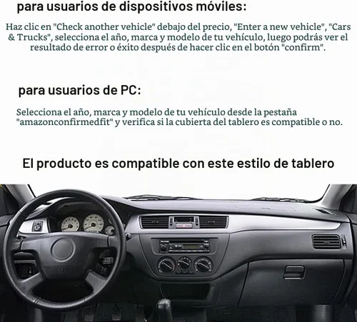 Vista 2 de F283 - Alfombrilla para tablero de Mitsubishi Lancer (negro)