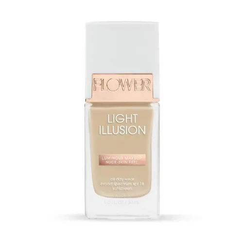 Vista 7 de FLOWER BEAUTY By Drew Barrymore Light Illusion - Base SPF - Mezclable + construible - Acabado natural - Fórmula ligera (moca)