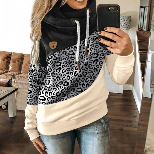 Vista 2 de SNKSDGM Sudaderas con capucha para mujer, con botones, manga larga, bloques de color, con cremallera, forro polar mullido de gran tamaño, Negro