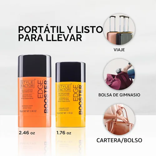 Vista 5 de Style Factor EDGE BOOSTER - Barra de cera para el cabello con cera de abejas Barra de pomada lisa para cabello suelto, puntas y cabello de bebé