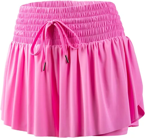 Vista 6 de Blaosn Pantalones cortos atléticos fluidos para mujer, cintura alta, gimnasio, yoga, entrenamiento, correr, tenis, falda falda pantalón de ropa