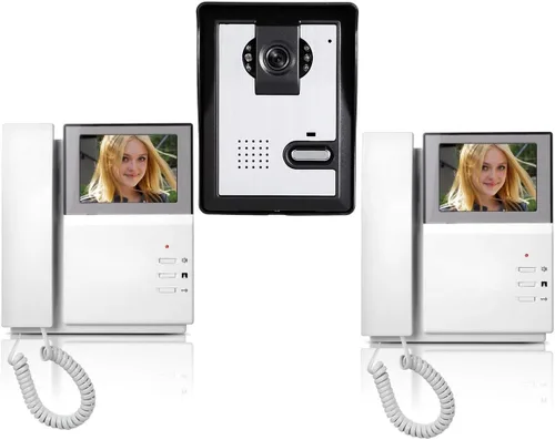 Vista 10 de Sistema de videoportero, monitor LCD transparente de 4.3 pulgadas, kit de timbre de video portero con cable, visión nocturna por infrarrojos, cámara