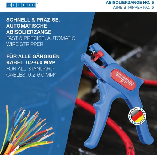 Vista 2 de WEICON TOOLS pelacables No. 5, pelacables automático 0,2-6 mm², pelacables con cortador lateral hasta 2 mm
