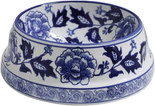 Vista 16 de Aimusego Plato chino de cerámica azul de 6.7 pulgadas para alimentos y agua para perros pequeños y medianos/gatos, tazón antideslizante de porcelana