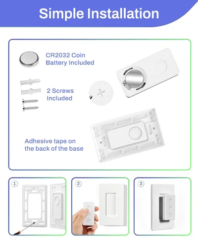 Vista 7 de BN-LINK Interruptor de salida de control remoto inalámbrico – Kit de 3 salidas con control remoto magnético y soporte de montaje en pared, enchufes