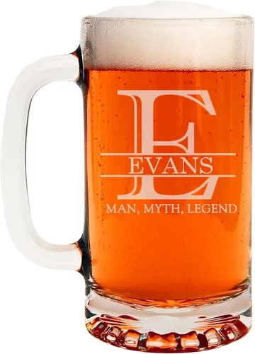 Vista 12 de Taza de cerveza de vidrio con monograma grabado de 16 onzas (letra A), regalos de cerveza personalizados de la A a la Z para hombres, Día del Padre
