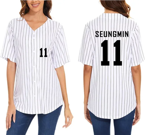Vista 14 de DHSPKN Stray Kids Domin ATE Album Merch Rockstar 8th Baseball Shirt Felix Jisung Hyunjin Minho Bangchan Changbin Concerts Tee Unisex Tops