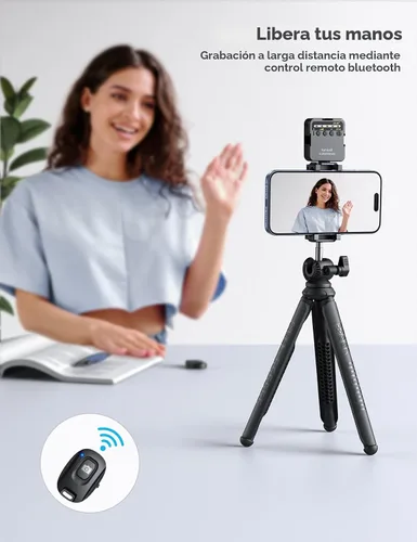 Vista 6 de Lamicall Trípode para iPhone - Trípode Flexible para Teléfono 3 en 1 con Control Remoto Inalámbrico - Soporte de Trípode para iPhone para Grabación