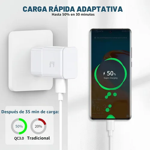 Vista 2 de Cargador rápido para cable de carga rápida tipo C de 6 pies de Samsung