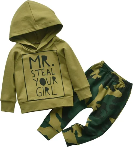 Vista 2 de Eghunooy Conjunto de ropa de manga larga con capucha y pantalones para bebé