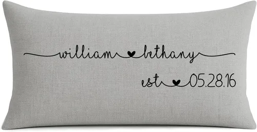 Vista 9 de Almohada de boda personalizada, almohada personalizada con nombre de pareja con corazón, regalo de boda romántico, regalo de compromiso, almohada