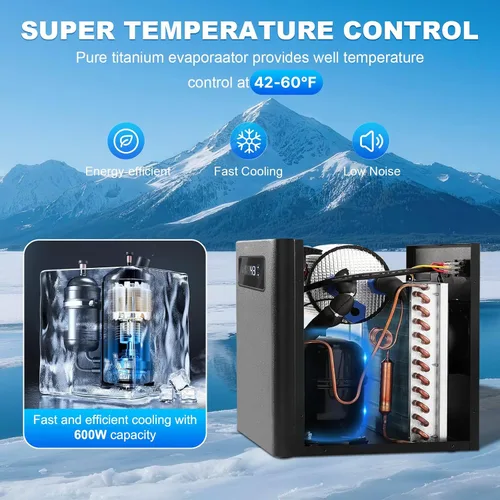 Vista 4 de Enfriador de agua para baño de hielo para bañeras frías, enfriador de inmersión en frío mejorado de 1/3 HP con bomba y filtro incorporados, bomba