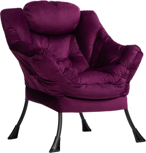 Vista 42 de HollyHOME Silla perezosa con otomana plegable, sillón cómodo y reposapiés plegable, sofá de ocio silla de lectura y reposapiés para sala de estar