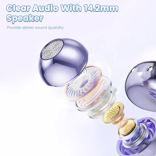 Vista 6 de Auriculares inalámbricos Bluetooth 5.4 con clip, con micrófono, reproducción de 60 horas, cancelación de ruido, impermeables, deportivos, cómodos