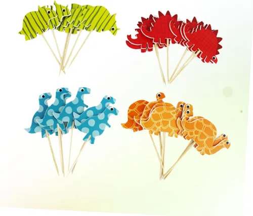 Vista 4 de Dinosaur Cake Topper 96pcs Paper Birthday Party Decorations