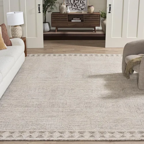 Vista 17 de SAFAVIEH Abstract Collection - Alfombra decorativa, 2 x 3 pies, marfil y gris, lana hecha a mano, ideal para zonas de alto tráfico en entrada, sala