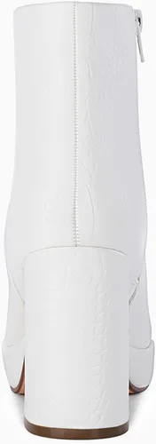 Vista 4 de Rilista Botas de plataforma para mujer, tacones altos y gruesos, botines de tobillo con punta cuadrada y cremallera lateral