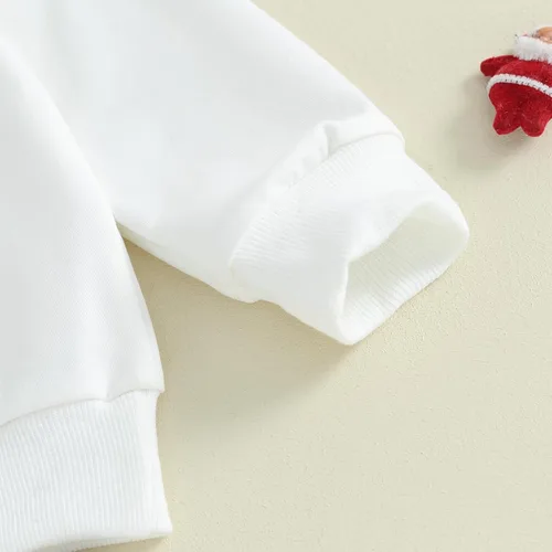 Vista 3 de Fladdswed Ropa de Navidad para bebé y niña, sudadera de manga larga, camiseta de Papá Noel, 3 piezas, ropa de otoño e invierno