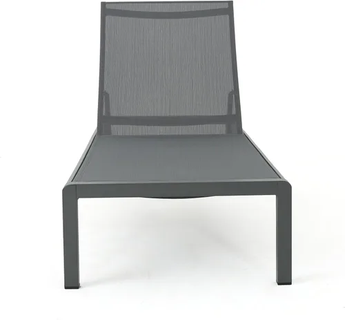 Vista 5 de Christopher Knight Home Cape Coral - Tumbonas de aluminio para exteriores con asiento de malla, juego de 2 piezas, gris y gris oscuro
