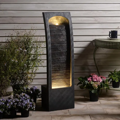 Vista 10 de Bumilgar Fuente de Agua para Patio de 53" de Alto - Las 4 Tinajas Decorativas Modernas en Cascada, Fuentes de Jardín y Cascadas con Luces Cálidas