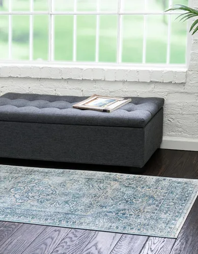 Vista 4 de Unique Loom Newport Collection - Alfombra de área ocre (2' x 3' 11", azul/marrón claro)