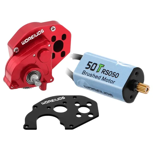 Vista 10 de Motor RC 050 50T Motor cepillado con caja de cambios de transmisión de aleación de aluminio para Axial SCX24 AXI00002 AXI00001 AXI90081 AXI00006 Azul