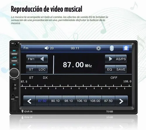 Vista 6 de Camecho Radio de coche doble DIN estéreo para coche de 7 pulgadas, pantalla táctil LCD en el tablero con soporte Bluetooth espejo