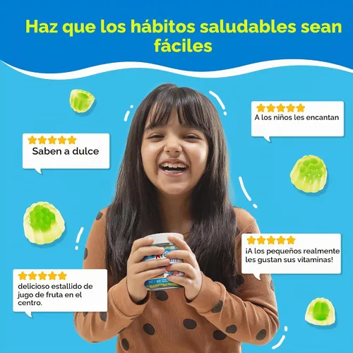 Vista 7 de Gomitas de calcio para niños de algas + vitamina D3 K2 para huesos y Suplemento de calcio a base de plantas para niños 400 mg + magnesio, zinc