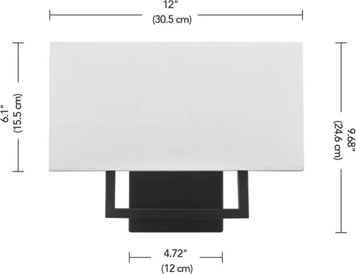 Vista 6 de GLOBE 65000081 - Lámpara de pared eléctrica de 2 luces, negro mate, pantalla de lino blanco, enchufe de base E12, bombilla de candelabro