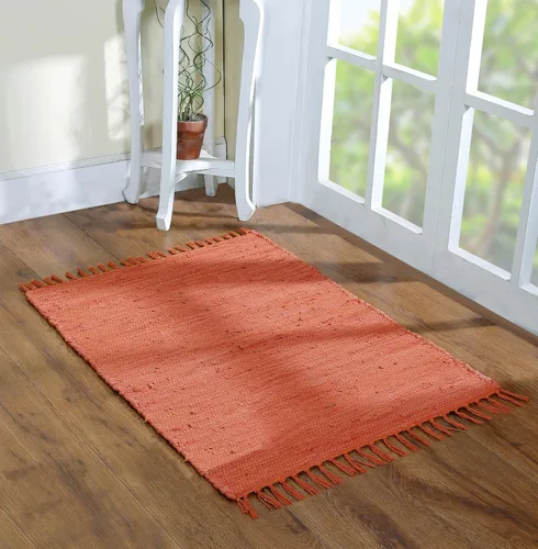 Vista 23 de Alfombra de trapo de algodón de 24 x 36 pulgadas, alfombra Chindi multicolor, tejida a mano, lavable y reversible para sala de estar, cocina Agua