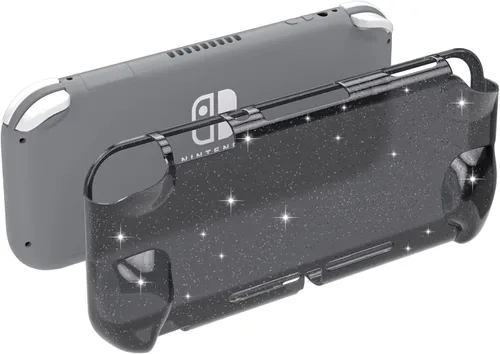 Vista 6 de ECHZOVE Funda de TPU con purpurina para Nintendo Switch Lite, funda protectora con purpurina para Nintendo Switch Lite-Negro