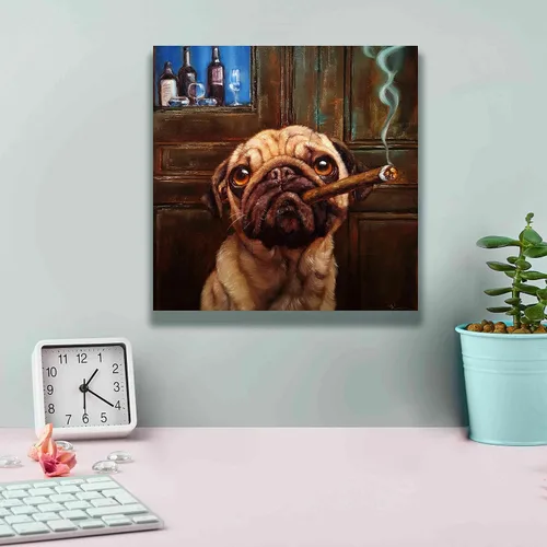 Vista 4 de Epic Graffiti 'Uptown Pug' de Lucia Heffernan, arte de pared en lienzo, 12 x 12 pulgadas
