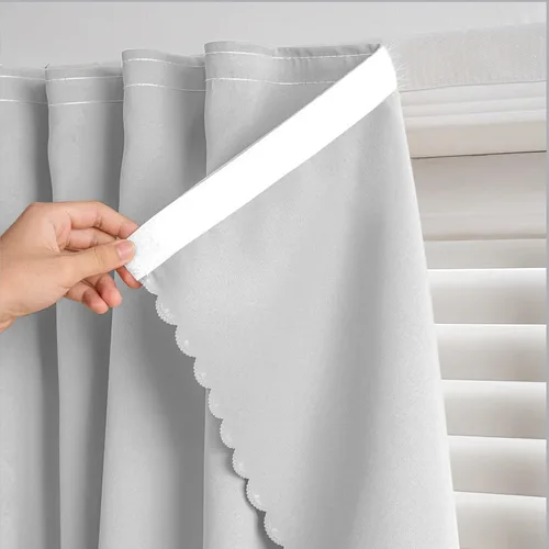 Vista 16 de Cortinas autoadhesivas, sin taladrar, sin varilla, cortinas opacas fáciles de instalar para persianas de ventana, dormitorio
