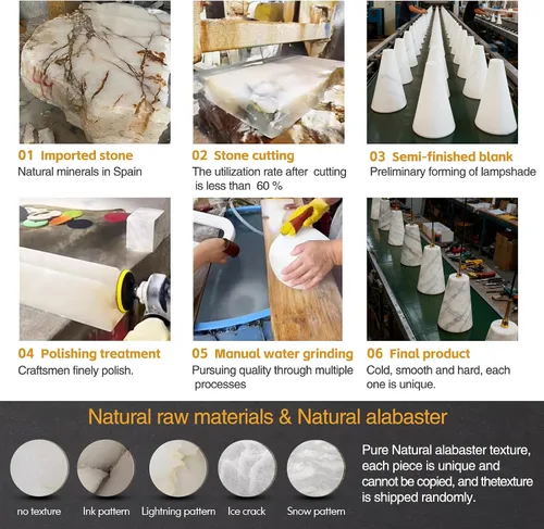Vista 2 de Luces colgantes de alabastro natural, isla de cocina, pantalla cónica de mármol blanco, modernas lámparas de techo negras para mesa de comedor, sala