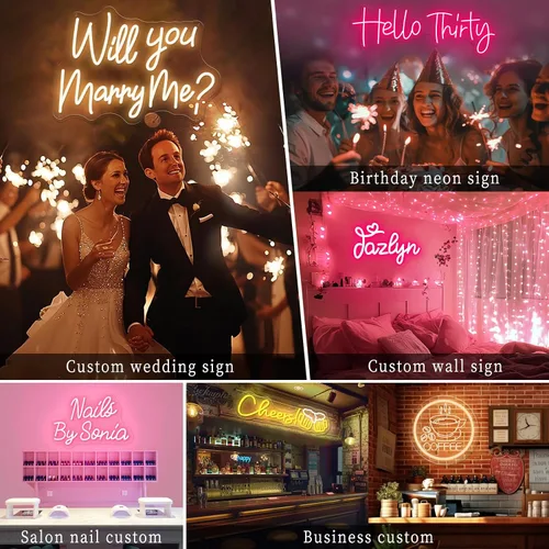 Vista 8 de Letrero de neón personalizado para decoración de pared, luces LED de neón Color personalizable
