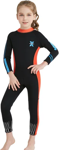 Vista 11 de DIVE & SAIL Traje de neopreno de 0.098 in para niños, manga larga, protección UV, traje de baño térmico