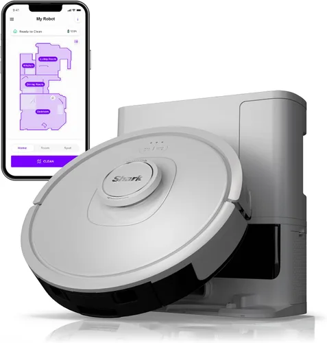Vista 14 de Shark PowerDetect NeverTouch, Autovaciado y Autollenado, Robot Aspirador y Mopa sin Bolsa, Capacidad de Suciedad de 30 Días, Base HEPA, Tanque