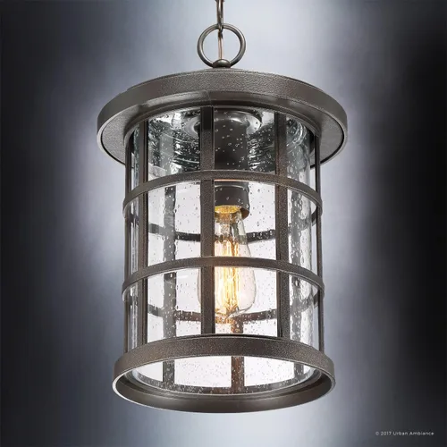 Vista 4 de Urban Ambiance UQL1049 - Lámpara colgante de lujo para exteriores, tamaño mediano: 15.5 pulgadas de alto x 10 pulgadas de ancho, con elementos