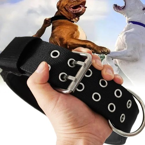 Vista 11 de Collar de perro grande resistente – 2 pulgadas de ancho con asa para perros de razas extra grandes, collar táctico de nailon a prueba de mordidas