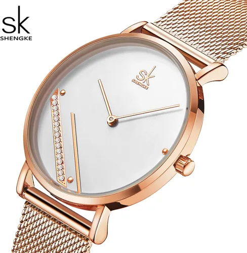Vista 3 de SHENGKE Reloj analógico de lujo para mujer, resistente al agua, a la moda, casual, para mujer, Relogio Feminino