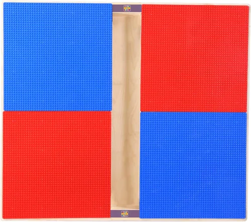Vista 13 de Contender Time-2-Play - Mesa de madera contrachapada de abedul para niños, color azul y verde, compatible con Lego Montessori con estante para sala