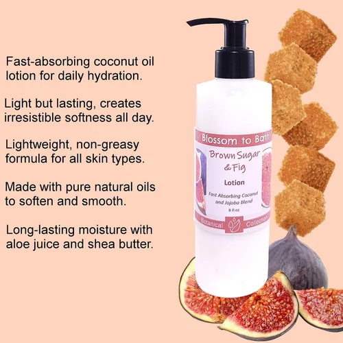 Vista 3 de Loción de azúcar morena e higo (8 onzas) - Fragancia natural - Se absorbe rápidamente con un rico aroma afrutado