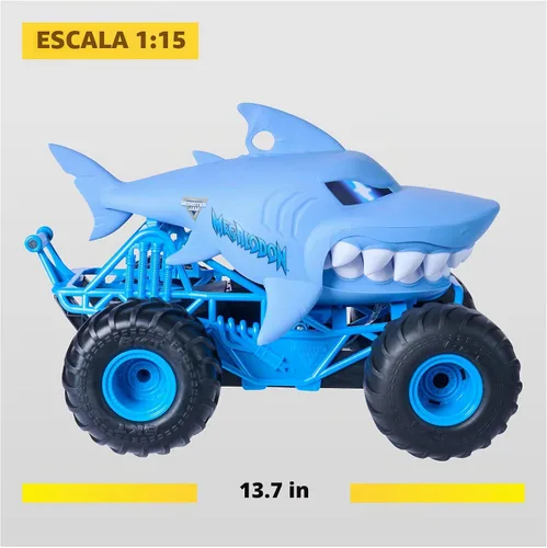 Vista 4 de Monster Jam Chomping Megalodon RC Toy Monster Truck, 1:15 Scale