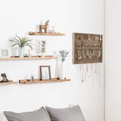Vista 2 de JOYMOMO Organizador de joyas de fieltro para colgar en la pared, organizador de collar extraíble para almacenar varios collares, aretes, aretes