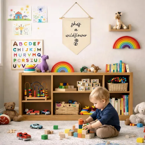 Vista 7 de Arte de flores - Bandera con letrero de regalos para bebés recién nacidos, niñas y niños - Decoración de pared con banderines para habitación