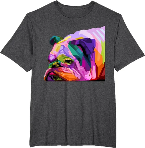 Vista 68 de Camiseta de retrato pop artístico de bulldog británico inglés para dueños de perros, Negro, S