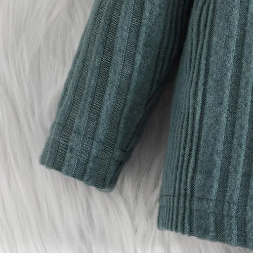 Vista 4 de Traje térmico de algodón suave con cuello redondo y manga larga de color liso, para bebés y niñas