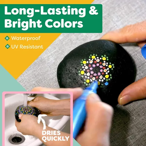Vista 4 de Bolígrafos de pintura – 12 bolígrafos de pintura acrílica, kit de pintura de roca para pintar rocas, guijarros, vidrio, cerámica, madera, porcelana