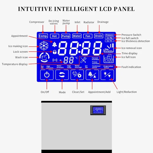 Vista 8 de Máquina comercial para hacer hielo de 350 libras/24 horas, contenedor de almacenamiento de 308 libras, 156 cubos de hielo transparentes en 8-15